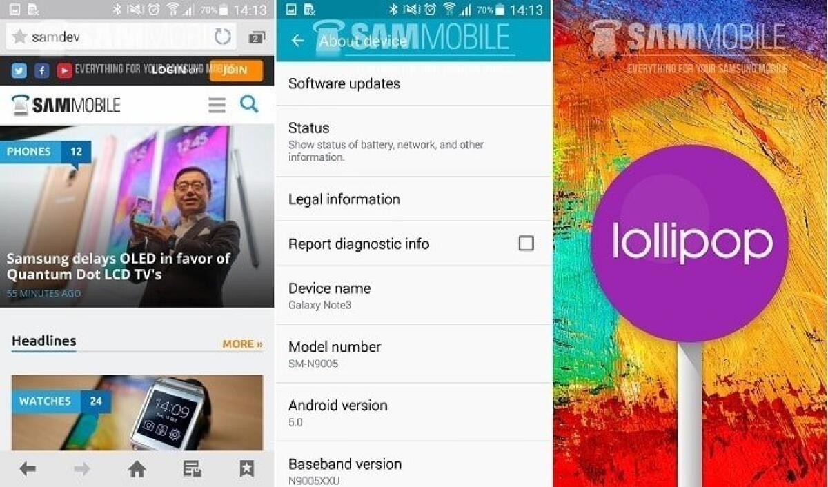 Download Android 5.0 Lollipop per Galaxy Note 3 - 