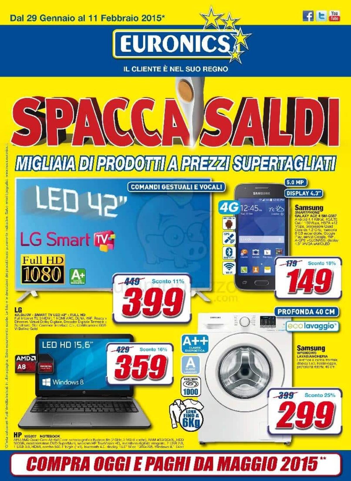 Lo SPACCA SALDI arriva da Euronics con buone offerte su smartphone, tablet e TV - 