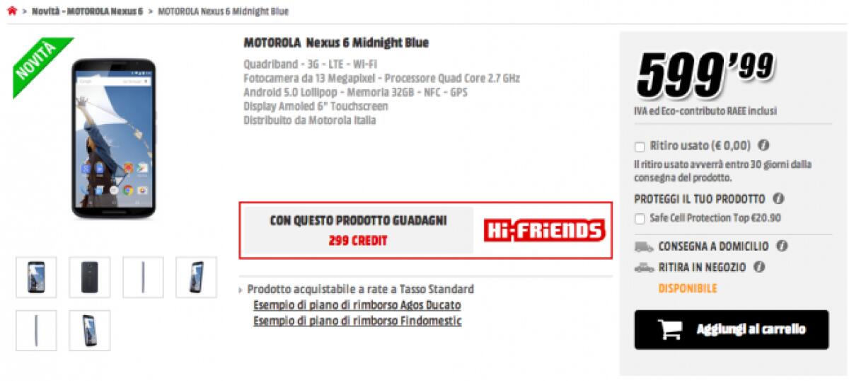 Offerte Smartphone: Nexus 6 a soli 599€ - 