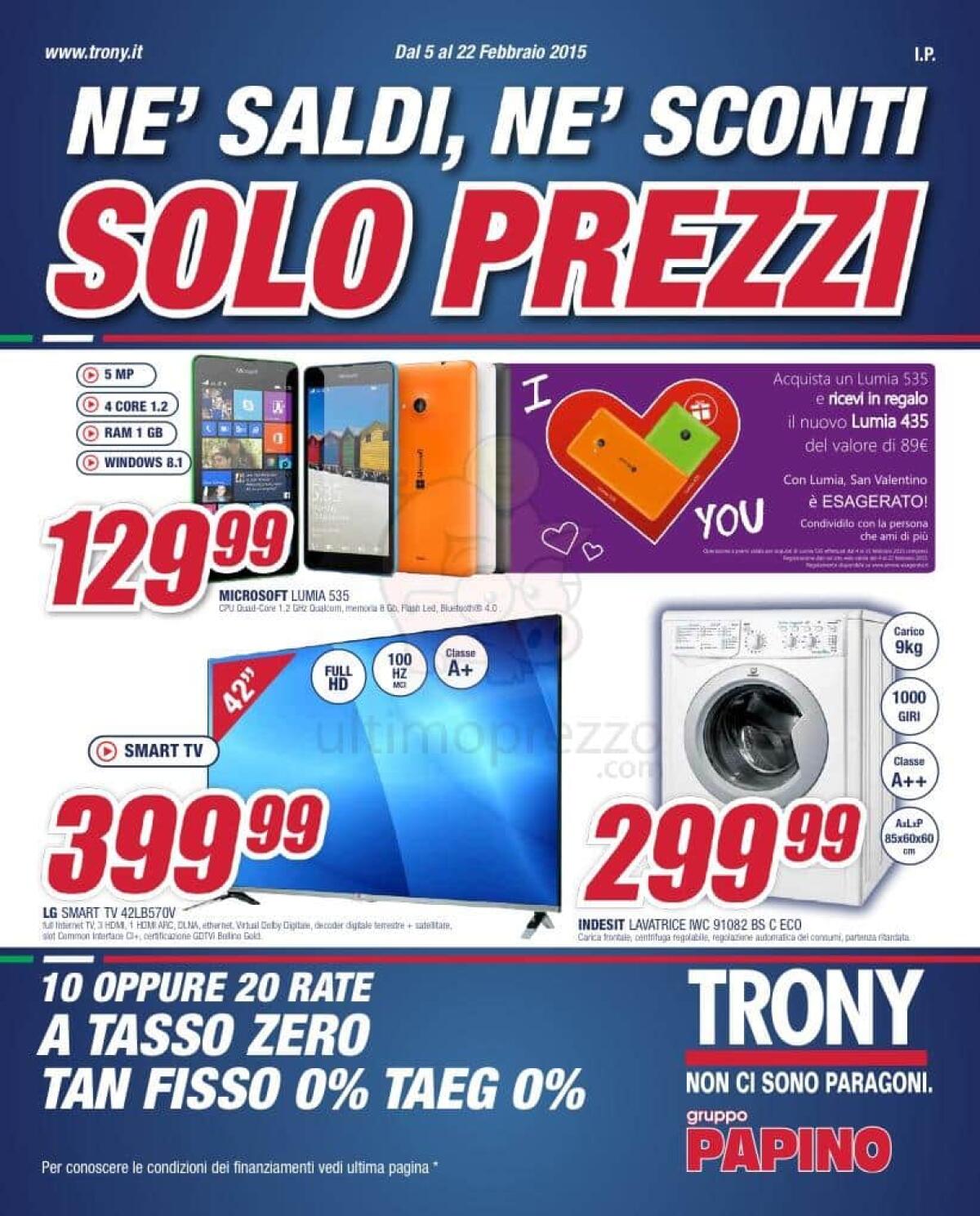 Volantino Trony: Tante offerte e Tasso Zero nei volantini Nazionali - 