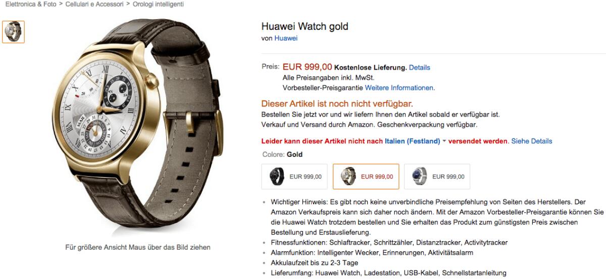 Ecco l'incredibile prezzo del Huawei Watch - 