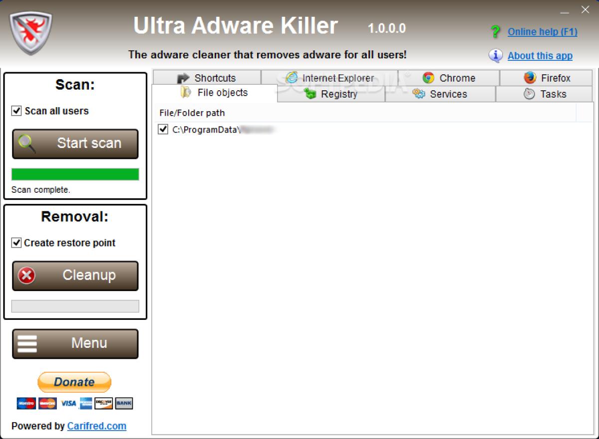 Ultra Adware Killer: Rimuovere le Toolbar da Firefox, Chrome ed altri su Windows - 