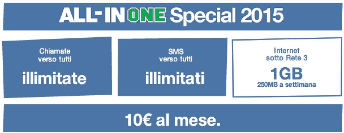 ALL-IN ONE Special 2015 di 3 Italia è ufficiale: ecco i costi e i dettagli - 