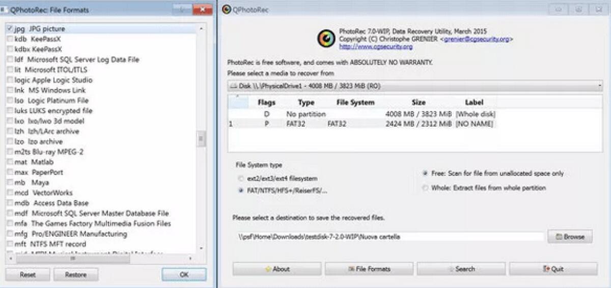 Recuperare foto cancellate da SD - 