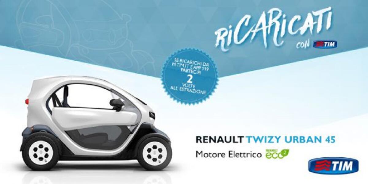 Vinci 1 auto elettrica Renault con la ricarica online di Tim - 