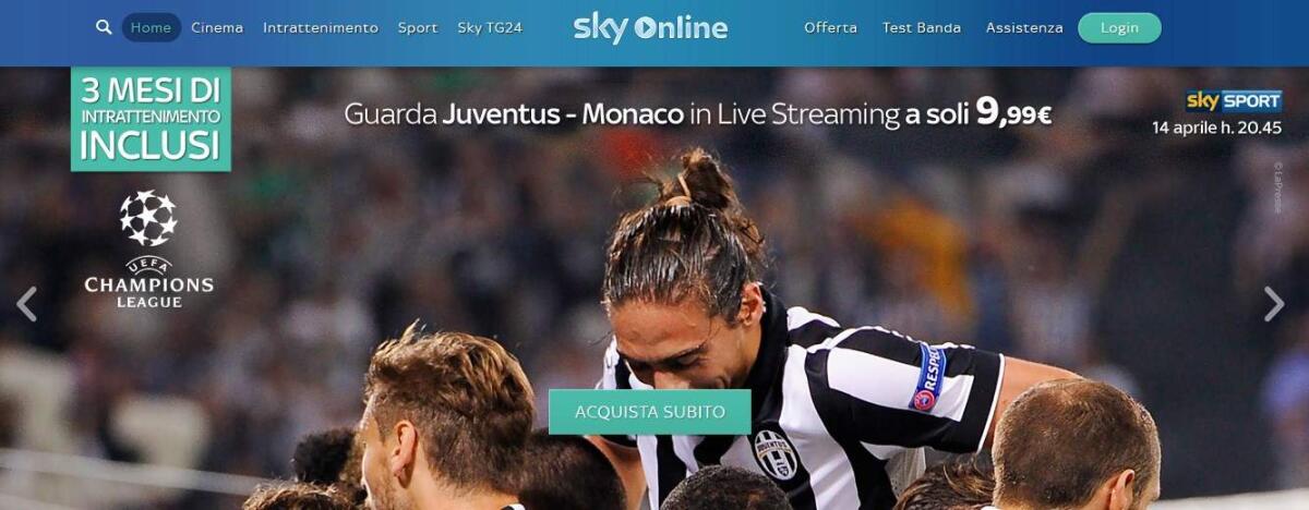 Offerta Sky Online: Juve-Monaco e 3 mesi di Serie TV a soli 9,99 euro - 