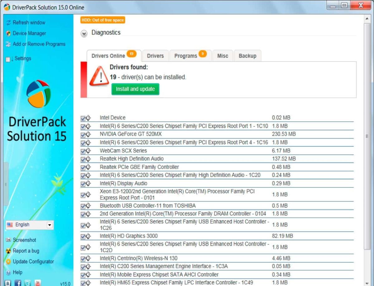 Trovare tutti i driver per Windows con DriverPack Solution 15.4 - 