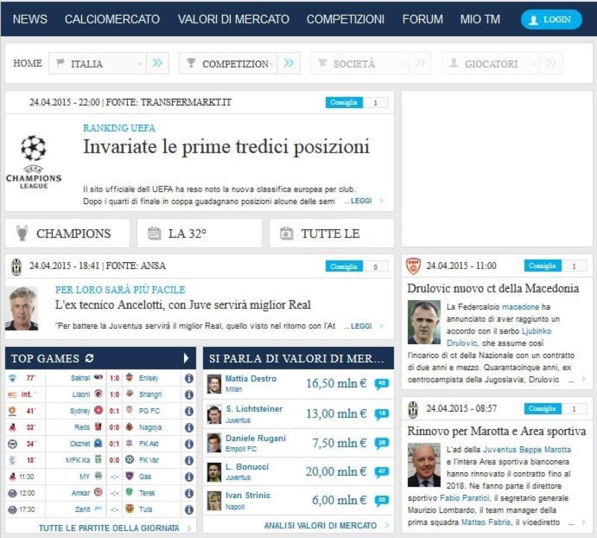 Transfermarkt: Statistiche e Valore di Mercato di tutti i giocatori di Calcio - 