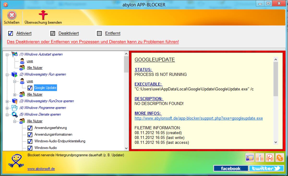 Velocizzare avvio di Windows con Abylon App-Blocker 2014 PRV Gratis - 