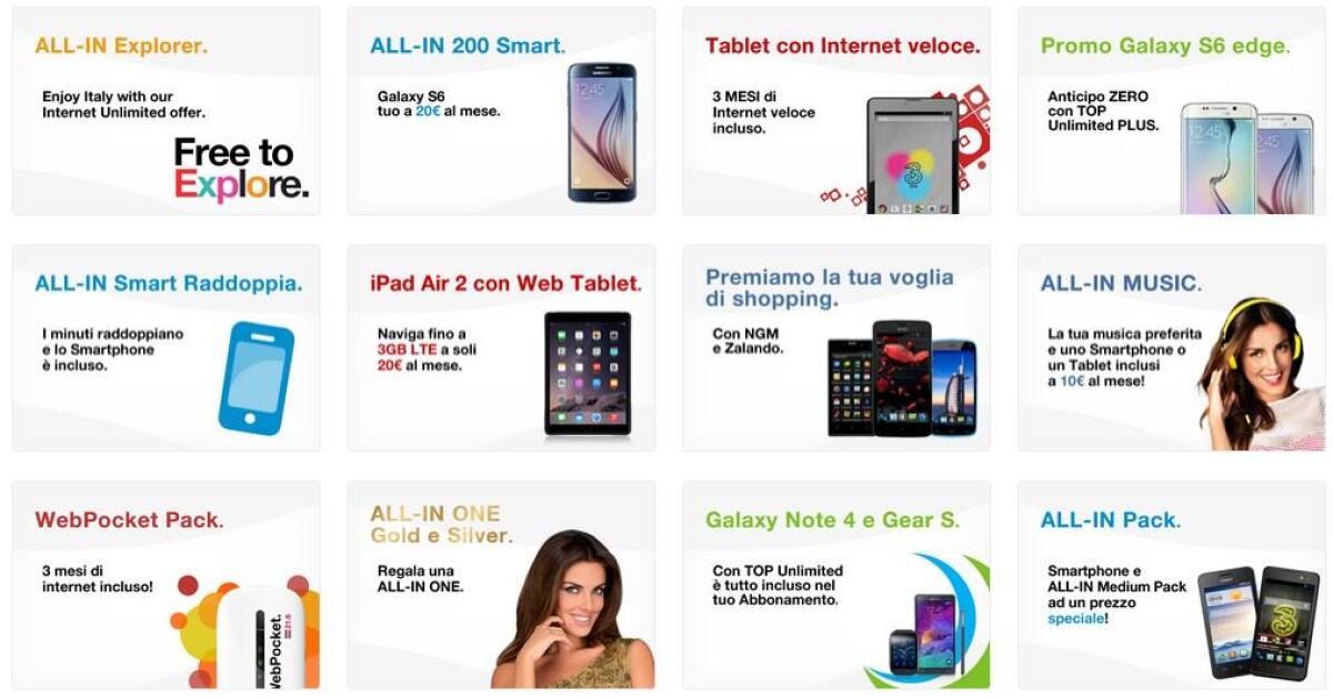 Tariffe 3 Italia: Top 400 per acquistare Galaxy s6 ed iPhone 6 a prezzo scontato - 