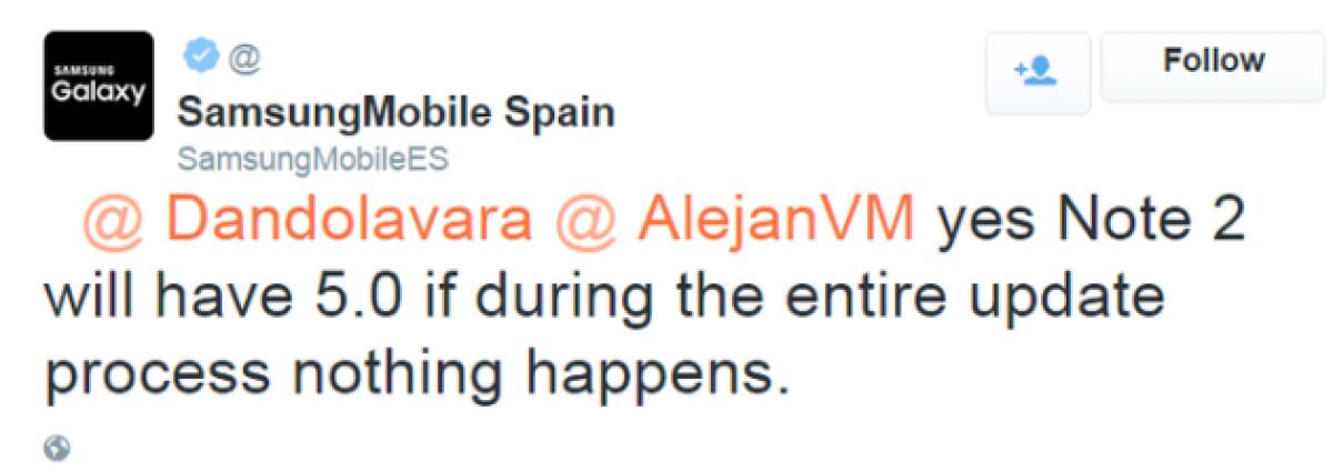 Samsung conferma l'aggiornamento ad Android 5 Lollipop per il Galaxy Note 2 - 