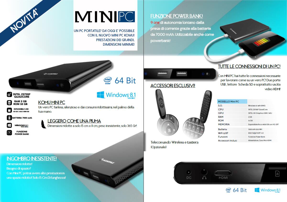 Migliori MINI PC: Komu MiniPC con Intel Atom e Windows 8.1 - 