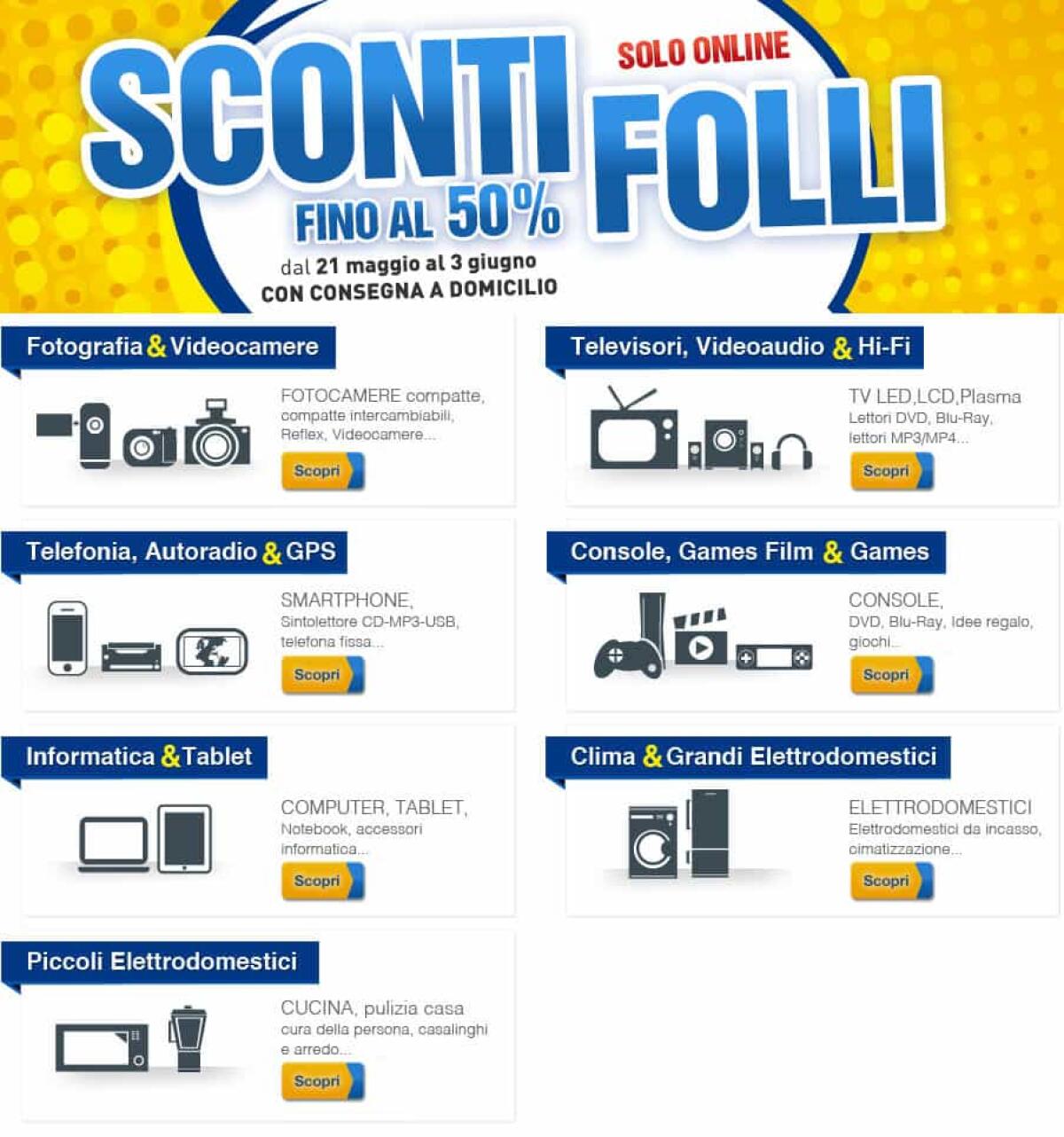 Da oggi al 3 Giugno sconti fino al 50% da Euronics - 