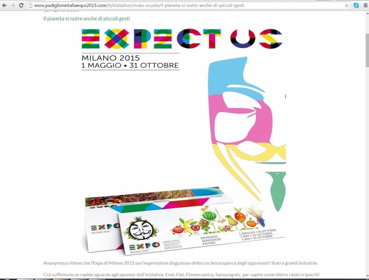Anonymous attacca il sito di EXPO 2015 - 