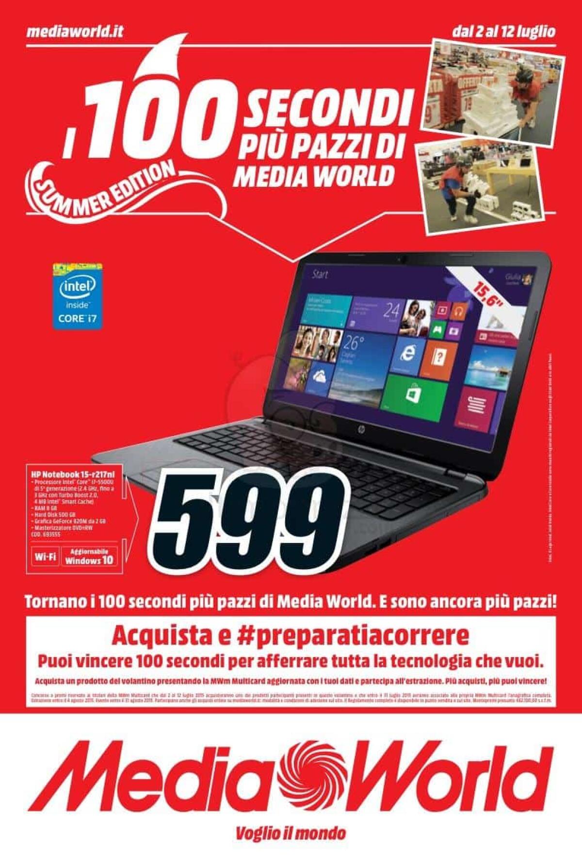 Volantino Mediaworld Luglio 2015: Tornano i 100 secondi più pazzi - 