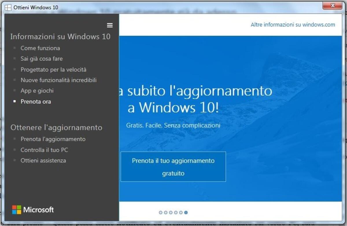 Prenotare l'update a Windows 10 gratuitamente già da adesso - 