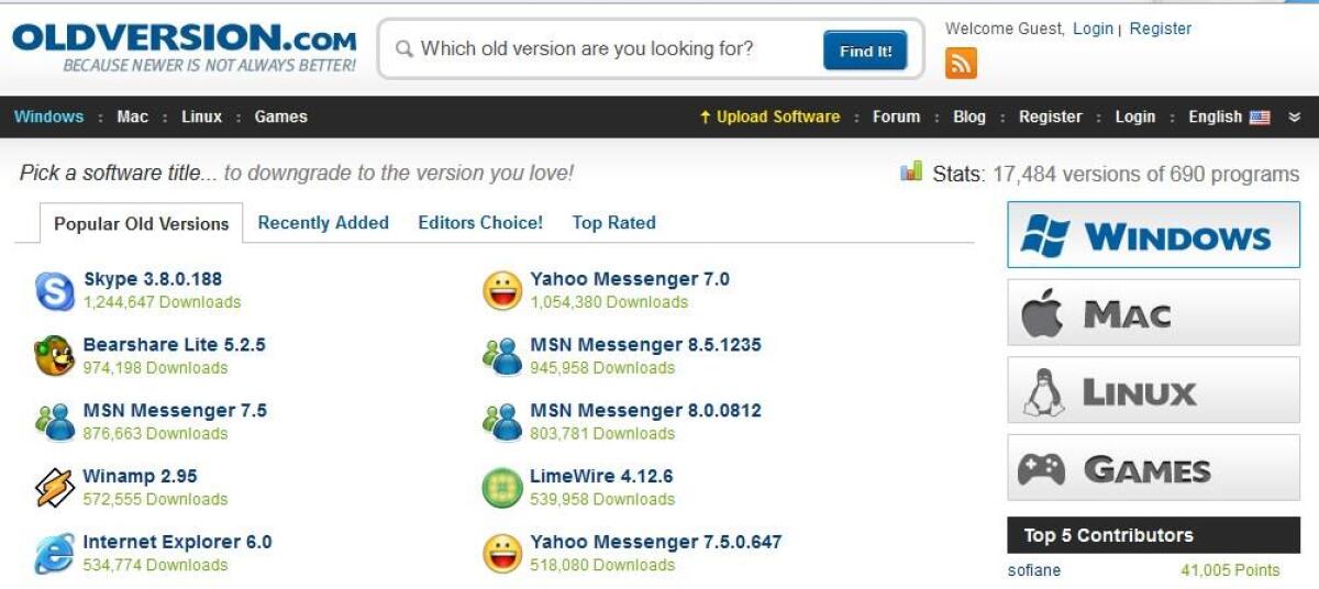 OldVersion: Trovare vecchie versioni di programmi e giochi per Windows, MAC, Linux - 