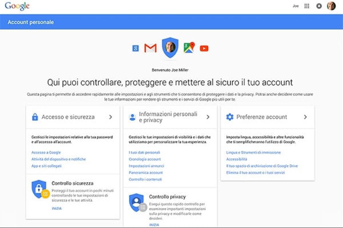 Google Account Personale: Nuova pagina per controllare la Privacy del nostro account - 