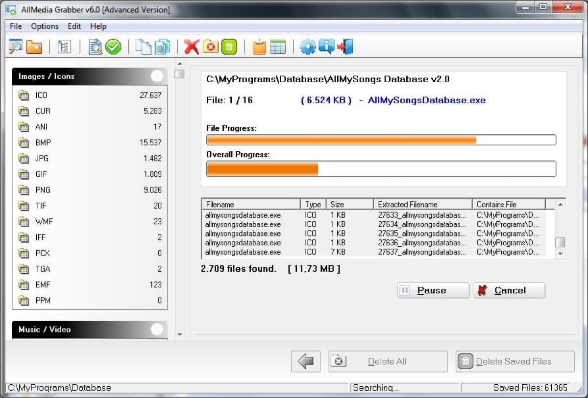 Estrarre Immagini, suoni, video dai file con AllMedia Grabber Standard 6.3 - 