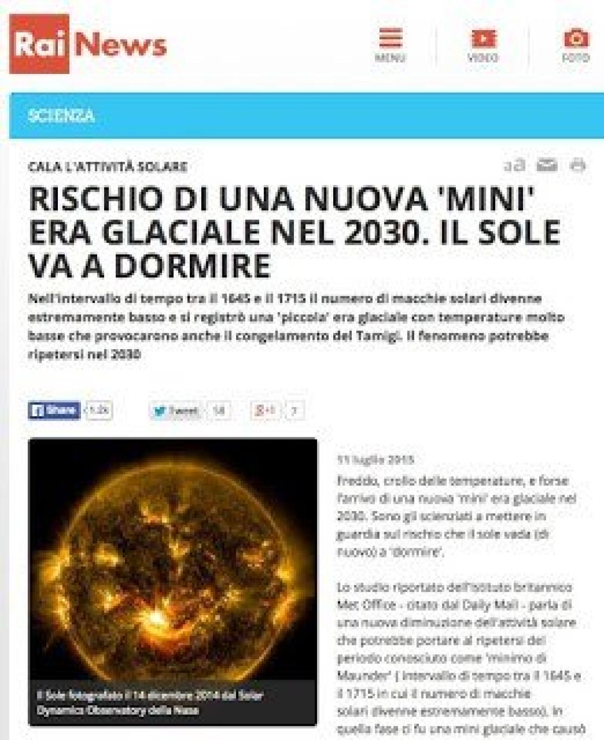 Bufale sul web: non ci sarà nessuna era glaciale nel 2030 - 