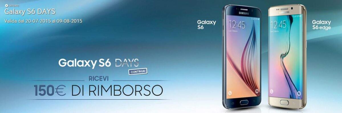 Samsung rimborsa 150 euro con Bonifico se acquistate un Galaxy S6 o Galaxy S6 Edge - 