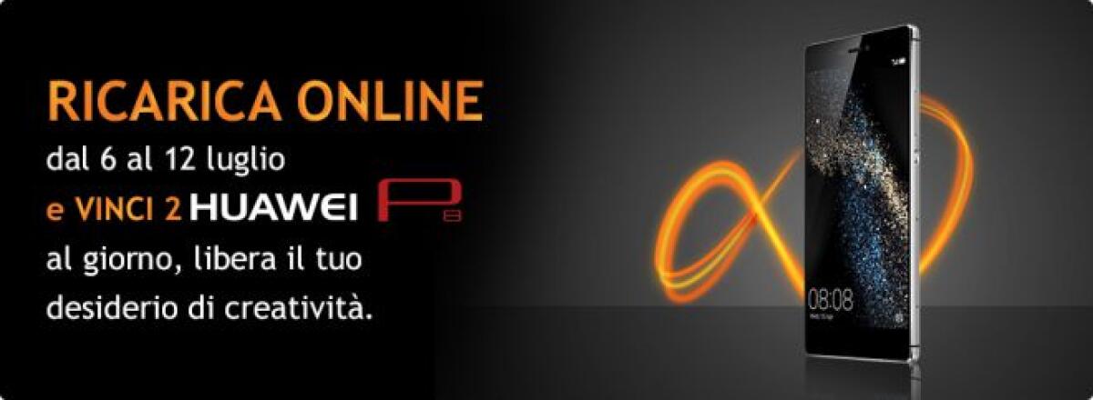 Vinci 2 Huawei P8 al giorno ricaricando online con Wind fino al 12 luglio - 