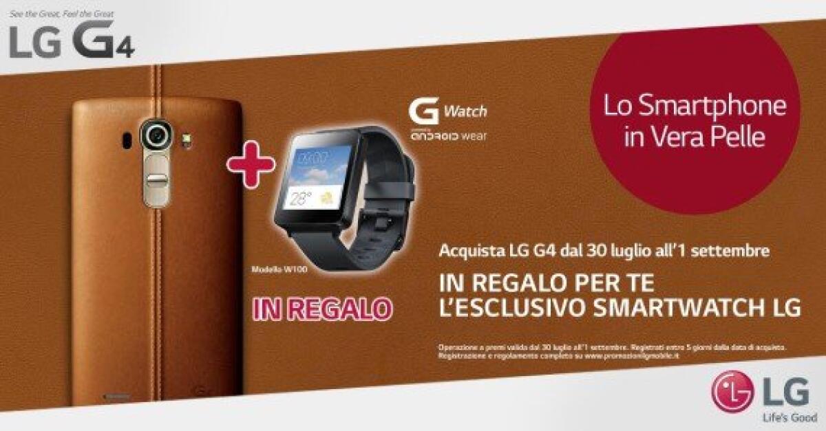 Acquista G4 ed LG ti regala un G Watch con Android Wear - 