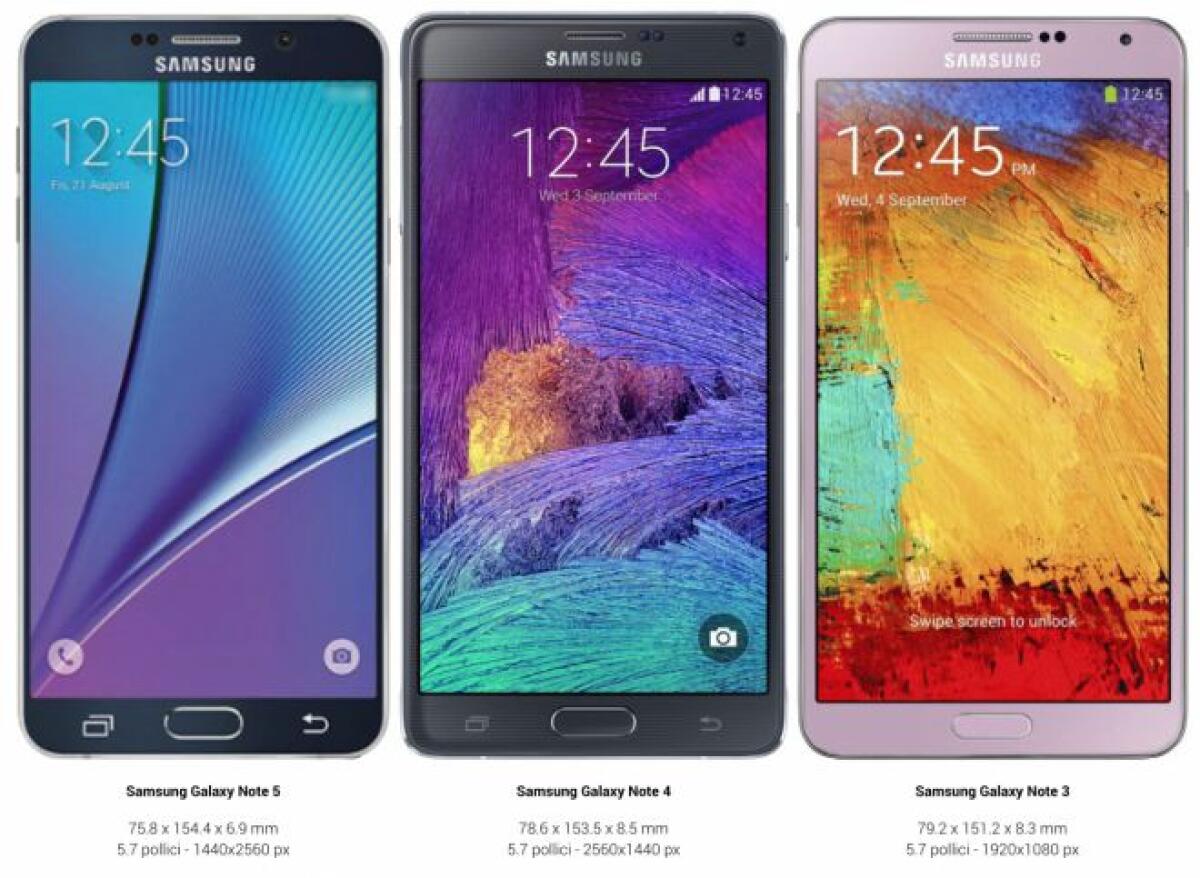 Confronto tra Samsung Galaxy Note 5, Note 4 e Note 3 - 