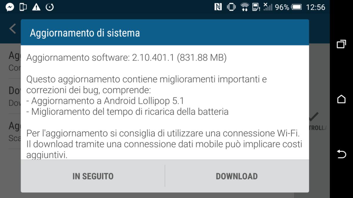 Disponibile aggiornamento Android 5.1 per HTC One M9 anche in Italia - 