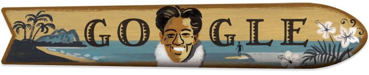 Doodle Google 24 agosto 2015 dedicato a Duke Kahanamoku - 
