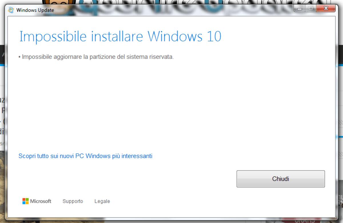 Non riesco ad installare Windows 10: Impossibile aggiornare la partizione del sistema riservata [Video] - 