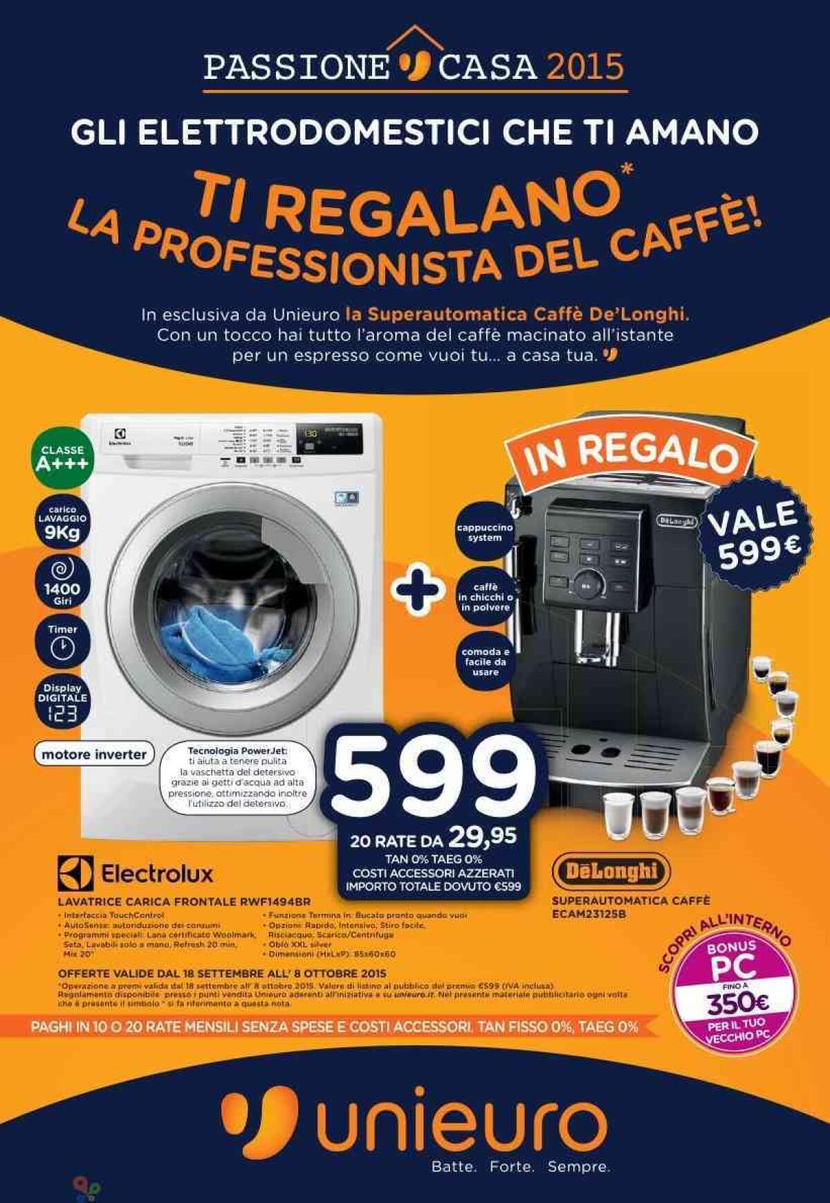 Volantino Unieuro: Tante offerte, sconti se porti il vecchio PC e macchina del caffè in regalo - 