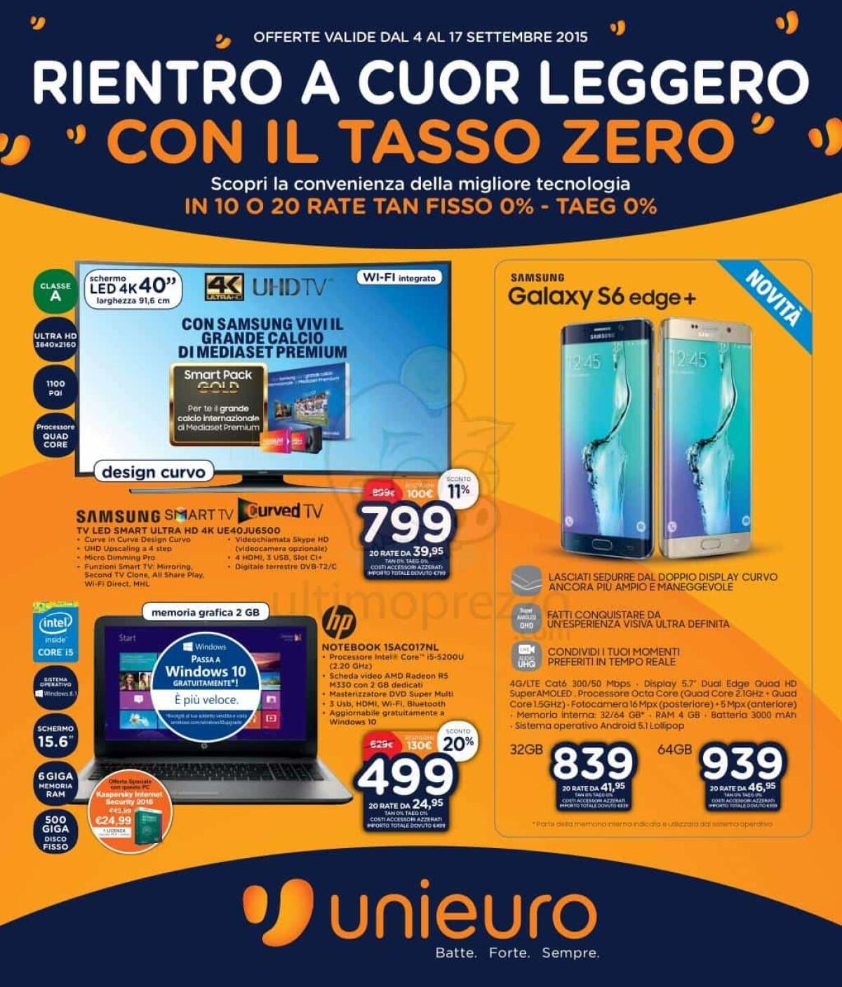 Tante offerte nell'ultimo Volantino Unieuro di Settembre 2015 - 