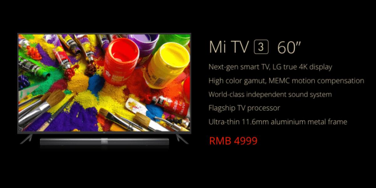 Ecco la nuovissima Xiaomi Mi TV 3 da 60" 4K - 