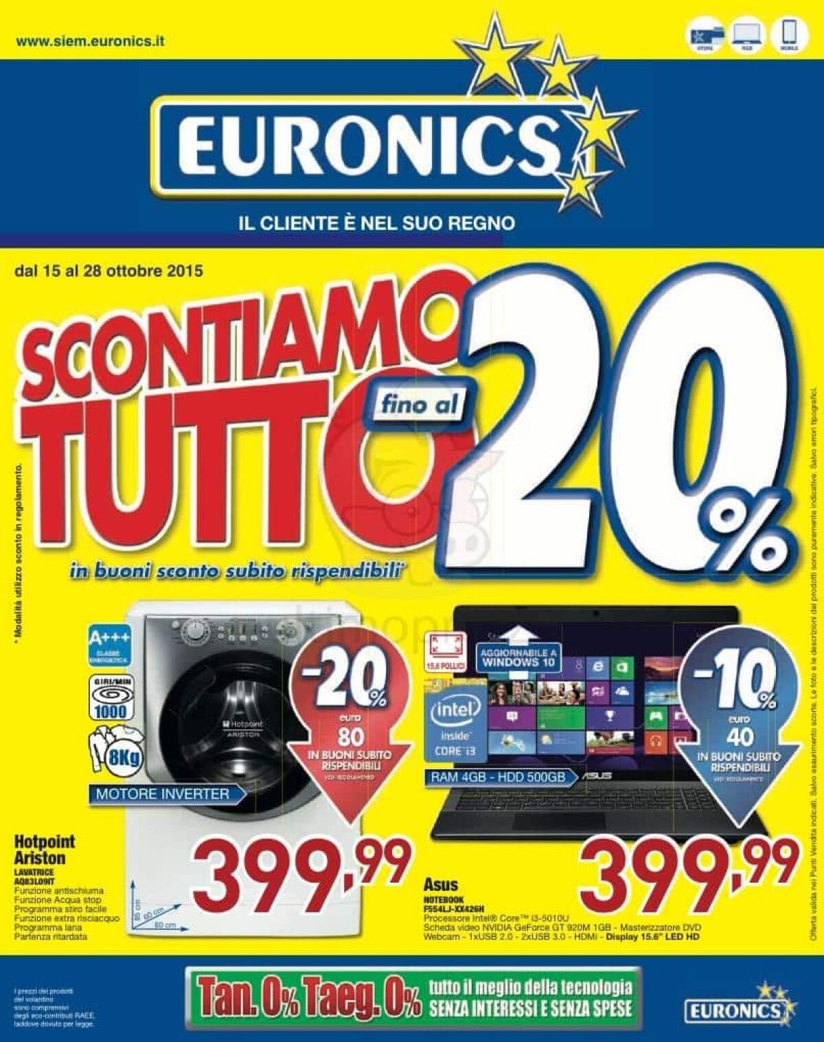 Volantino Euronics SIEM con sconti del 20% su tutto - 
