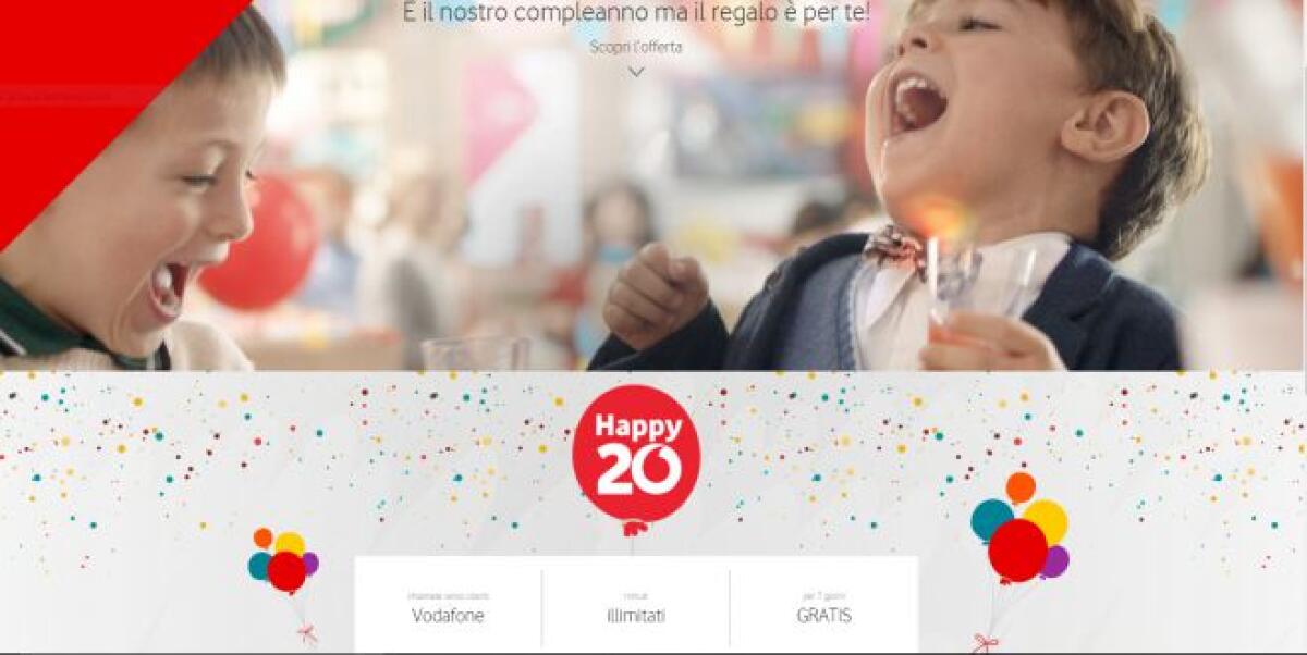 Vodafone regala chiamate illimitate ai clienti per i suoi 20 anni - 