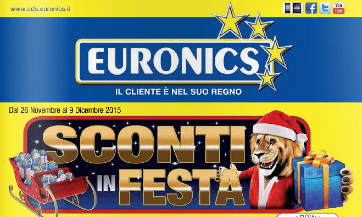 Sfoglia ultimo Volantino Euronics SCONTI IN FESTA fino al 9 Dicembre 2015 - 