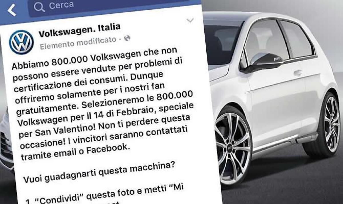 Volkswagen regala macchine su Facebook, ma è tutto falso! - 