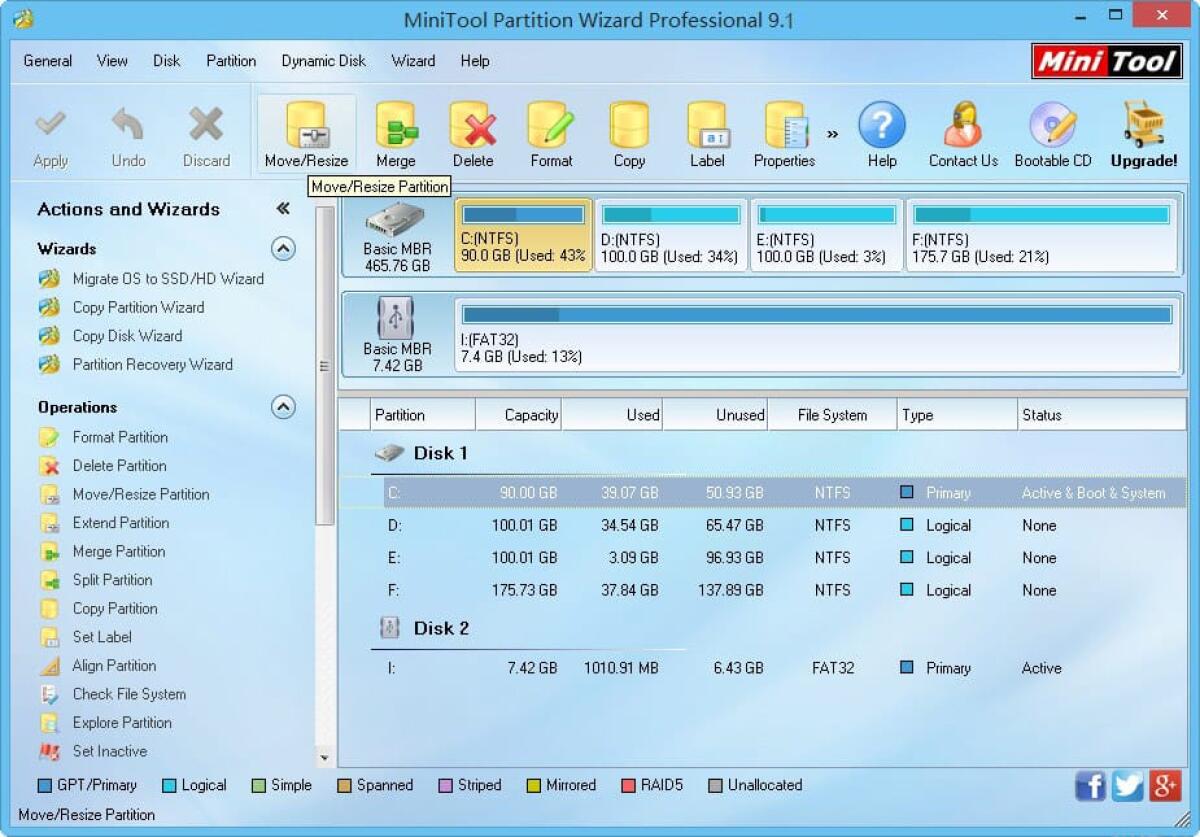 MiniTool Partition Wizard Pro 9.1 Gratis: Gestire le partizioni dell'Hard Disk su Windows - 