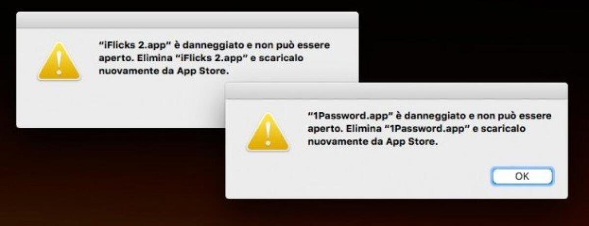 Risolvere l'errore APP DANNEGGIATA su MAC App Store - 