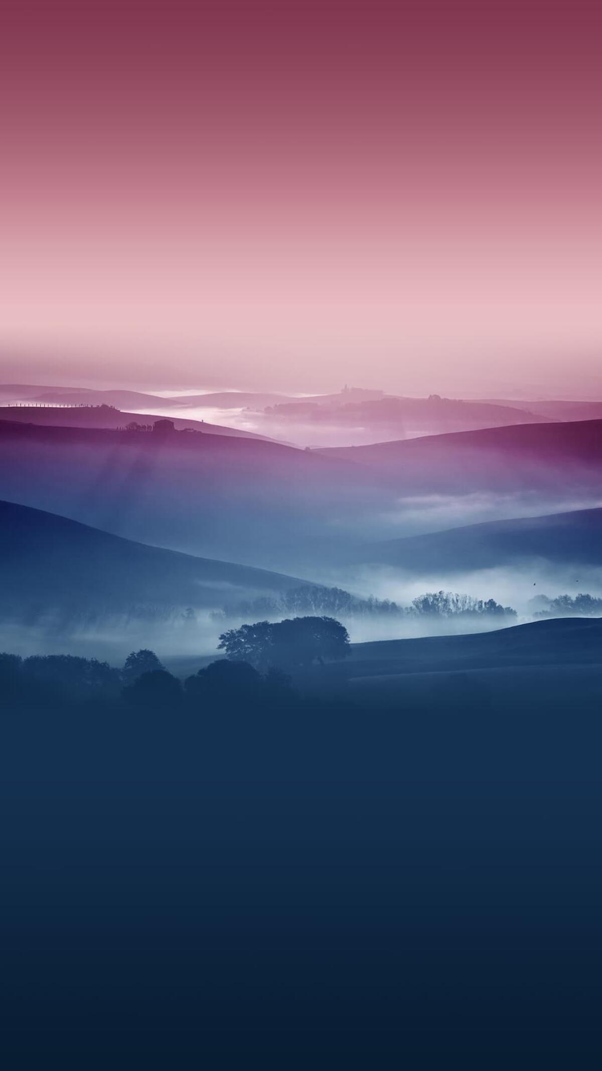 Android Wallpaper: Misty Hills Landscape - 
