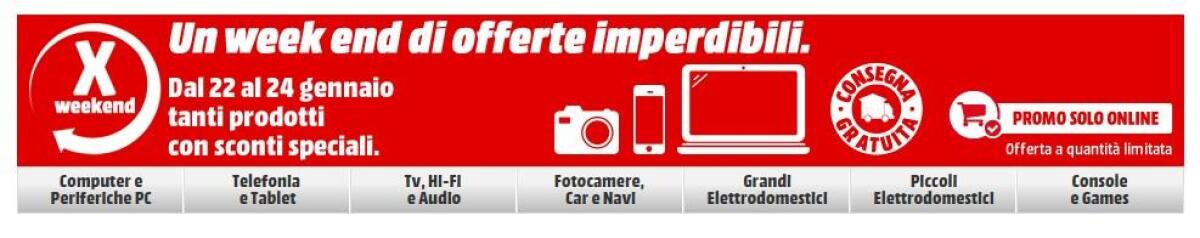 MediaWorld X Weekend: Tanti sconti online per tutto il Weekend - 