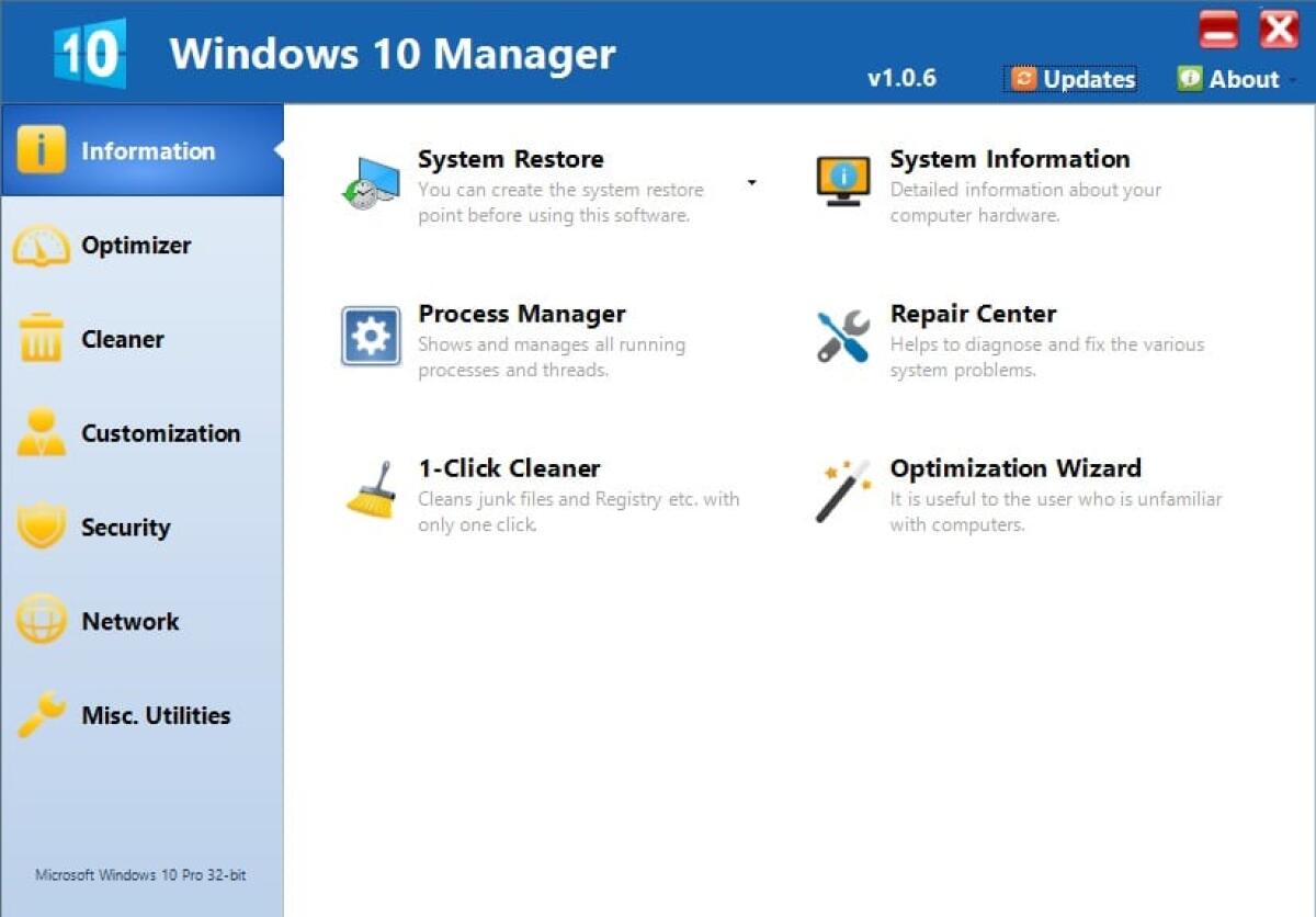 #Windows 10 Manager ottimizza, migliora, ripara e ripulisce Windows 10 velocizzandolo - 
