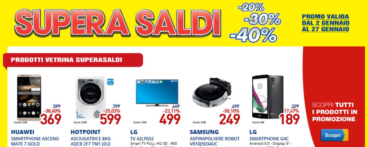 Euronics Supera Saldi fino al 27 Gennaio - 