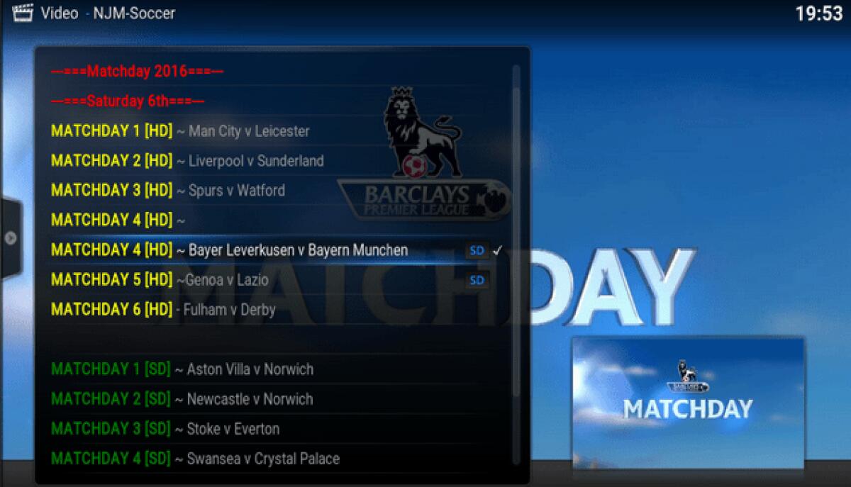 NJM Soccer per Kodi: Nuovo addons per vedere il Calcio in streaming gratis - 