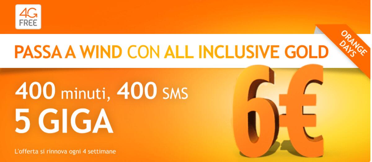 Come attivare Wind All Inclusive Gold: 400 min, 400 SMS e 5GB a 6 euro per tutti - 