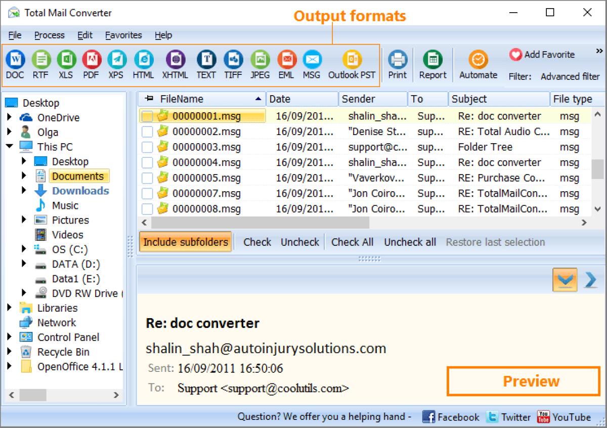 Trasformare le Mail in documenti consultabili come DOC, XLS HTML e molti altri formati - 