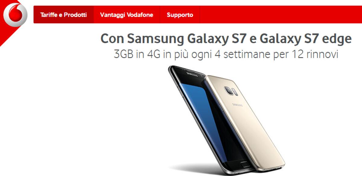 Galaxy S7 a partire da 649 euro con Vodafone e 2GB di Internet in 4GB - 