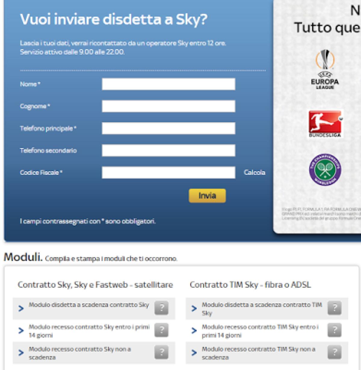 Come disdire Sky Marzo 2016 | Modulo disdetta Sky - 