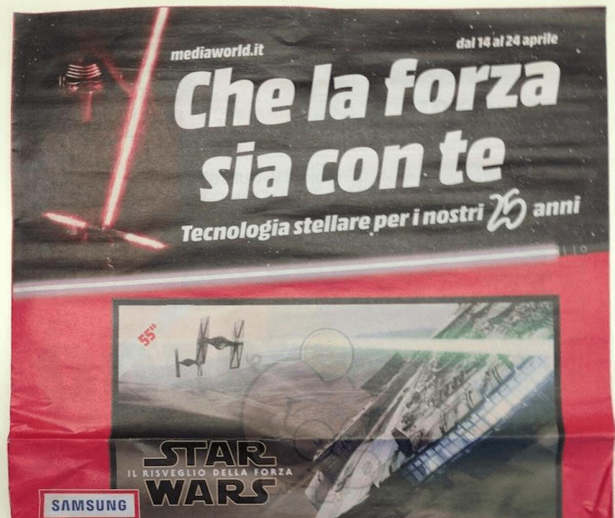 Volantino Mediaworld "Che la Forza sia con Te" valido da domani - 